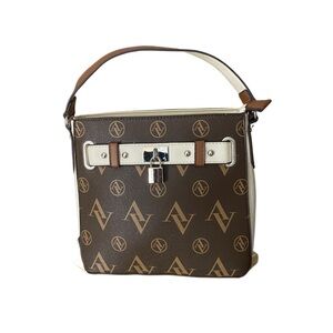 Adrienne Vittadini Brown and Cream Shoulder Bag